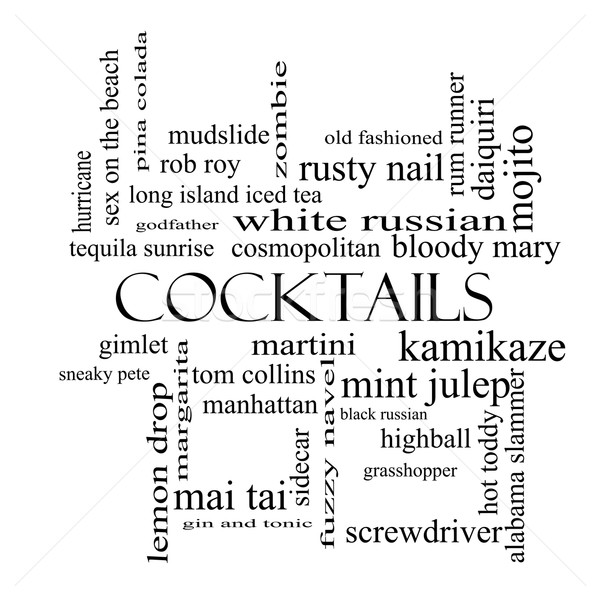 Cocktails Word Cloud Concept in black and white Stock photo © mybaitshop