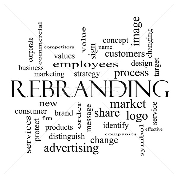 Rebranding Word Cloud Concept in black and white Stock photo © mybaitshop
