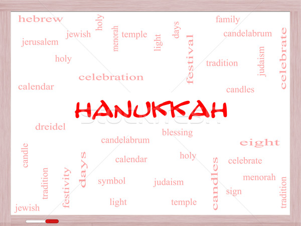 Hanukkah Word Cloud Concept on a Whiteboard Stock photo © mybaitshop