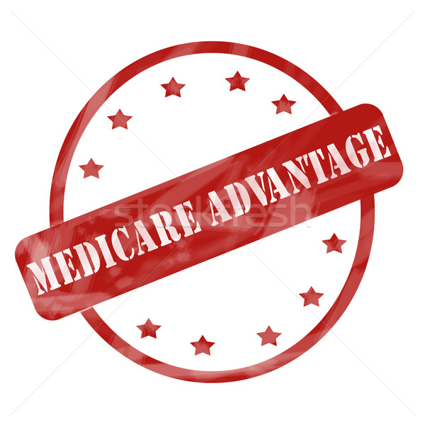 Red Weathered Medicare Advantage Stamp Circle and Stars Stock photo © mybaitshop