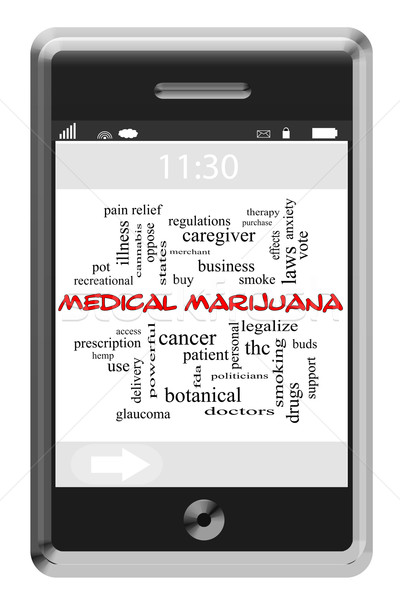 Medical Marijuana Word Cloud Concept on Touchscreen Phone Stock photo © mybaitshop