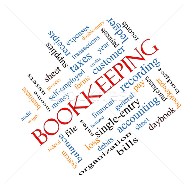 Teneduría de libros nube de palabras financieros registros dinero Foto stock © mybaitshop