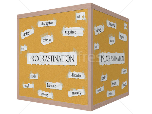 Procrastination 3D cube Corkboard Word Concept Stock photo © mybaitshop