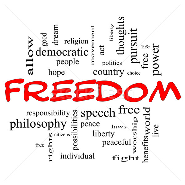 Freedom Word Cloud Concept in red caps Stock photo © mybaitshop