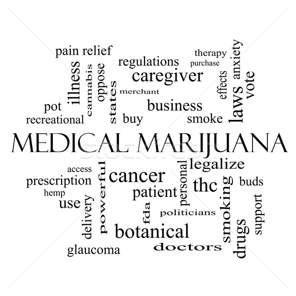 Medical Marijuana Word Cloud Concept in black and white Stock photo © mybaitshop