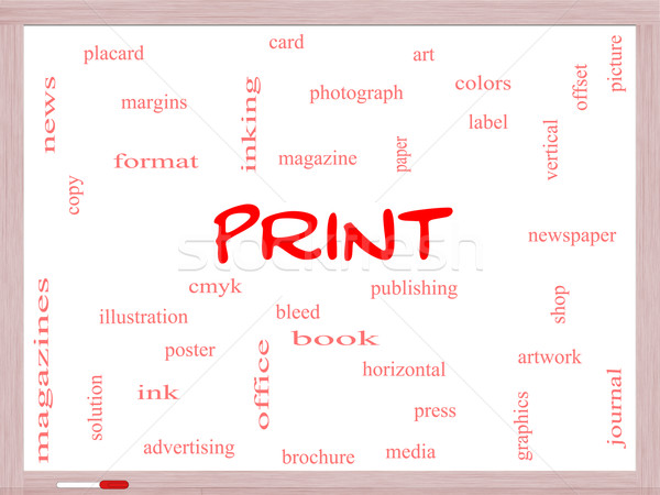 Print Word Cloud Concept on a Whiteboard Stock photo © mybaitshop