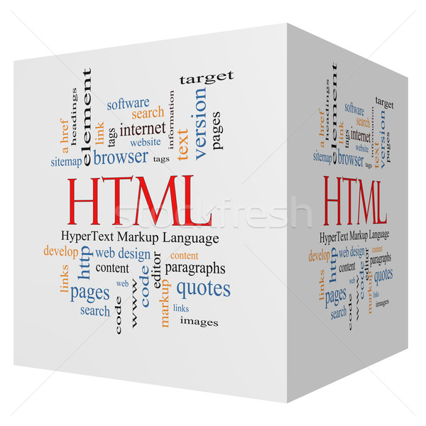 HTML 3D cube Word Cloud Concept Stock photo © mybaitshop
