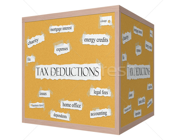 Tax Deductions 3D cube Corkboard Word Concept Stock photo © mybaitshop