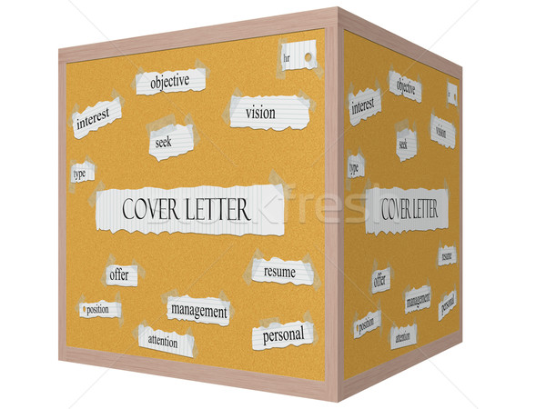 Stock photo: Cover Letter 3D cube Corkboard Word Concept