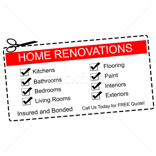 Stock photo: Home Renovations red coupon