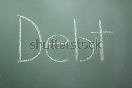 Foto stock: Deuda · palabra · pizarra · dinero · financiar