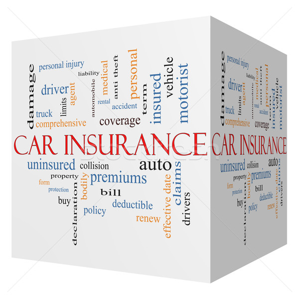 Stock photo: Car Insurance 3D Cube Word Cloud Concept