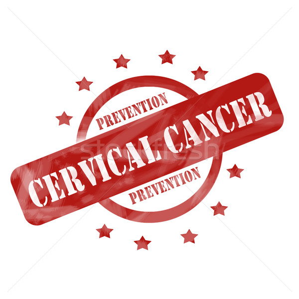 Foto stock: Rojo · capeado · cáncer · prevención · sello · círculo