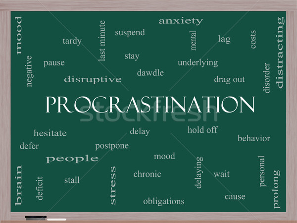 Procrastination Word Cloud Concept on a Blackboard Stock photo © mybaitshop