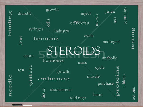 Steroids Word Cloud Concept on a Blackboard Stock photo © mybaitshop