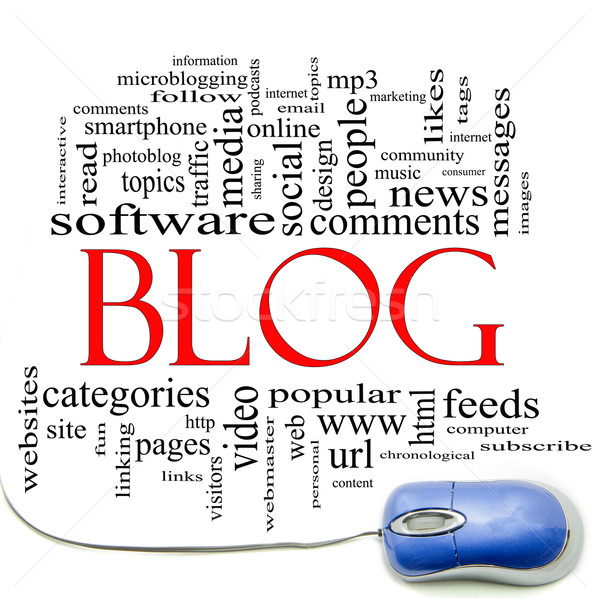 Blog Word Cloud and Mouse Stock photo © mybaitshop