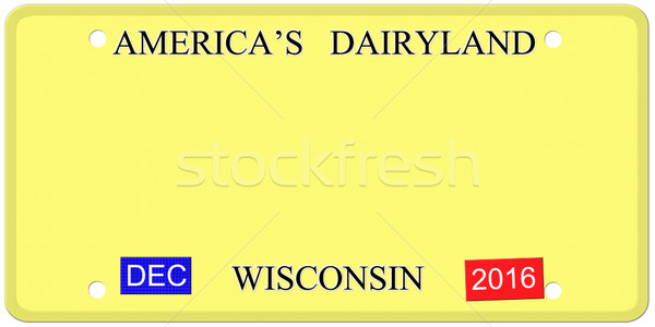 Wisconsin imitacja tablica rejestracyjna grudzień 2016 naklejki Zdjęcia stock © mybaitshop