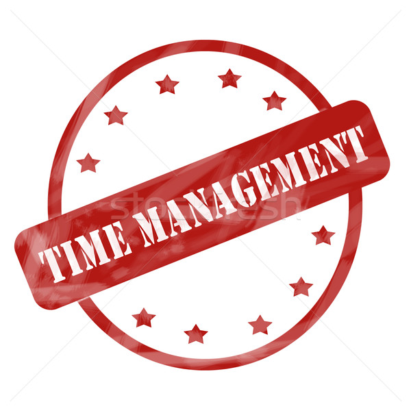 Red Weathered Time Management Stamp Circle and Stars Stock photo © mybaitshop