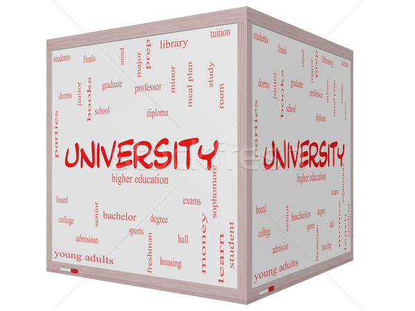Egyetem szófelhő 3D kocka tábla nagyszerű Stock fotó © mybaitshop