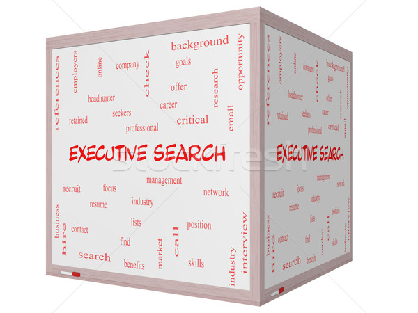 Executive Search Word Cloud Concept on a 3D cube Whiteboard Stock photo © mybaitshop