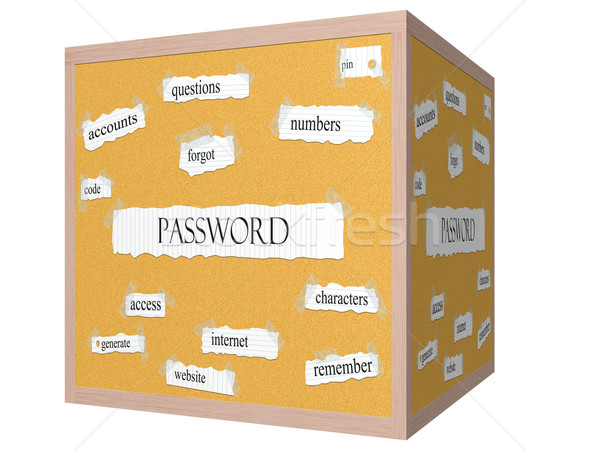 Password 3D cube Corkboard Word Concept Stock photo © mybaitshop