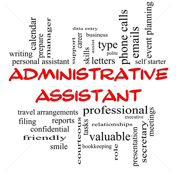 Stock photo: Administrative Assistant Word Cloud Concept in red caps