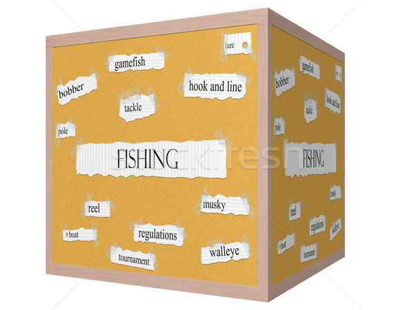 Fishing 3D cube Corkboard Word Concept Stock photo © mybaitshop