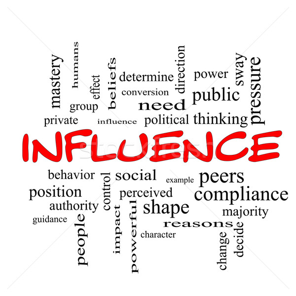 Influence Word Cloud Concept in red caps Stock photo © mybaitshop