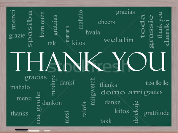 Stock photo: Thank You Word Cloud Concept on a Blackboard