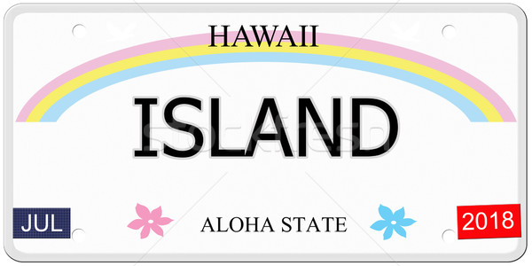 Insulă Hawaii inmatriculare scris imitatie aloha Imagine de stoc © mybaitshop
