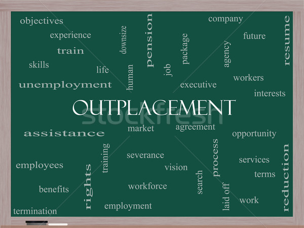 Outplacement Word Cloud Concept on a Blackboard Stock photo © mybaitshop