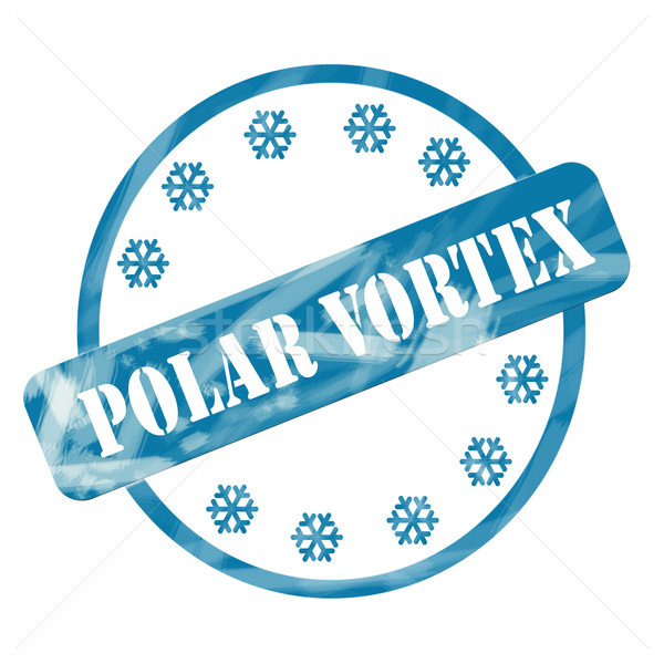 Blue Weathered Polar Vortex Stamp Circle and Snowflakes Stock photo © mybaitshop