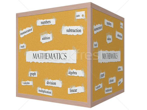 Mathematik 3D Würfel Wort groß Zahlen Stock foto © mybaitshop