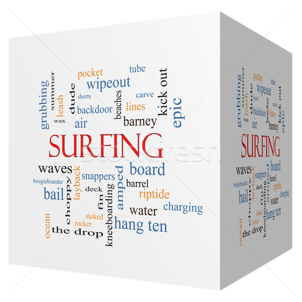 Surfing 3D kostki chmura słowo lata Zdjęcia stock © mybaitshop