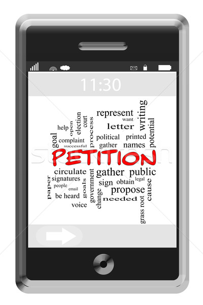 Foto stock: Petição · nuvem · da · palavra · telefone · papel