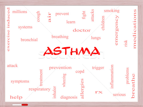 Asthma Word Cloud Concept on a Whiteboard Stock photo © mybaitshop