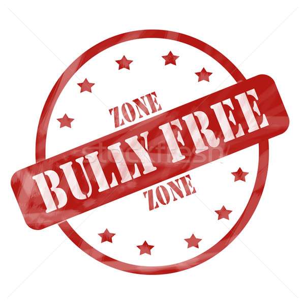 Red Weathered Bully Free Zone Stamp Circle and Stars Stock photo © mybaitshop
