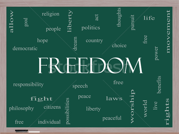 Freedom Word Cloud Concept on a Blackboard Stock photo © mybaitshop