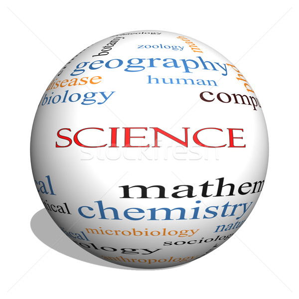 Wetenschap 3D bol woordwolk groot biologie Stockfoto © mybaitshop