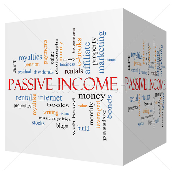 Stock photo: Passive Income 3D cube Word Cloud Concept