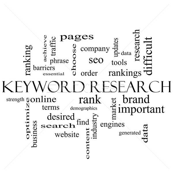 Stock photo: Keyword Research Word Cloud Concept in black and white