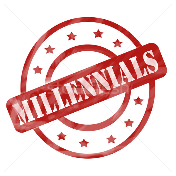 Red Weathered Millennials Stamp Circles and Stars Stock photo © mybaitshop