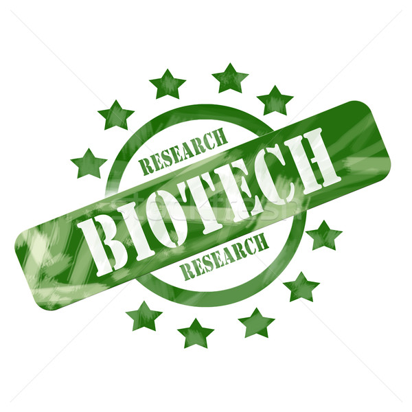 Green Weathered Biotech Research Stamp Circle and Stars design Stock photo © mybaitshop