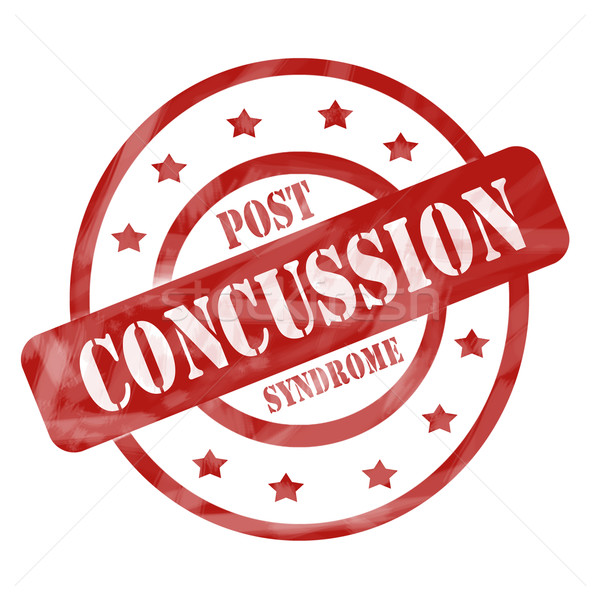 Red Weathered Post Concussion Syndrome Stamp Circle and Stars Stock photo © mybaitshop