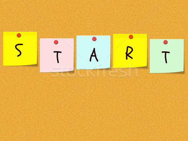 Start Sticky Notes on bulletin board Stock photo © mybaitshop