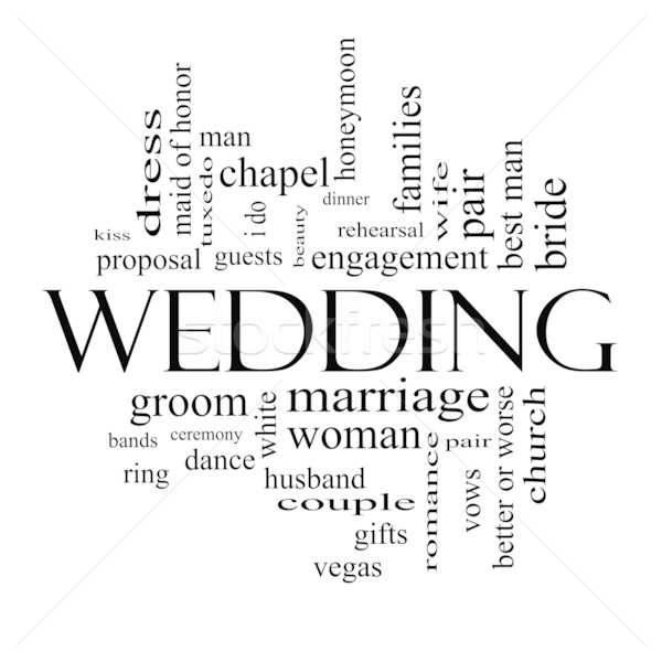 Wedding Word Cloud Concept in Black and White Stock photo © mybaitshop