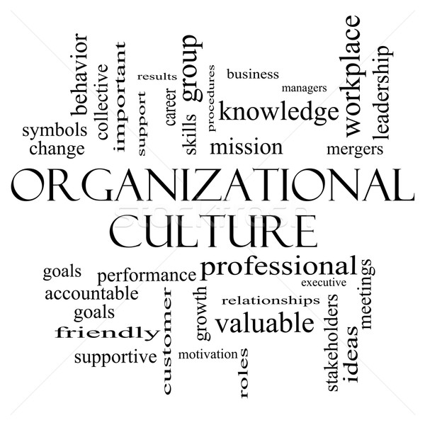 Organizational Culture Word Cloud Concept in black and white Stock photo © mybaitshop