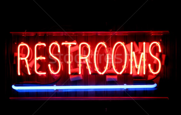 Neon kırmızı mavi imzalamak ışıklar Stok fotoğraf © mybaitshop