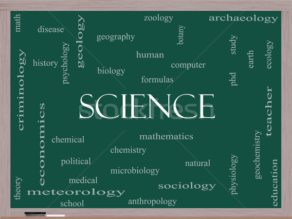 Science Word Cloud Concept on a Blackboard Stock photo © mybaitshop