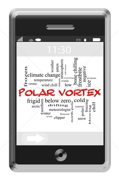 Polar vórtice nuvem da palavra telefone Foto stock © mybaitshop